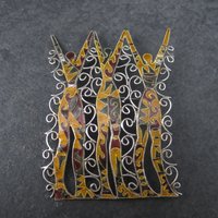 Celebrating Women Brooch Vintage Sterling Silver and Enamel