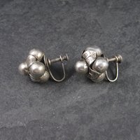 Antique Mexican Sterling Screw Back Earrings