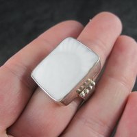 Vintage Sterling White Pottery Pineapple Ring Size 8.5