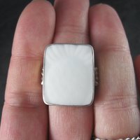 Vintage Sterling White Pottery Pineapple Ring Size 8.5