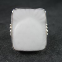 Vintage Sterling White Pottery Pineapple Ring Size 8.5