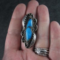 Large Vintage Navajo Turquoise Ring Size 8