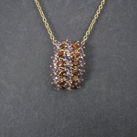 Estate 10K Amethyst Garnet Pendant Yellow Gold