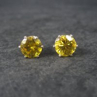 Yellow Birthstone Sterling Stud Earrings 8mm
