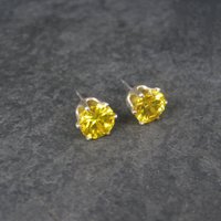 Yellow Birthstone Sterling Stud Earrings 8mm