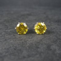Yellow Birthstone Sterling Stud Earrings 8mm