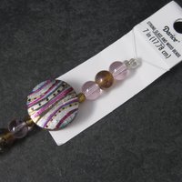 Darice Wood Glass Pink Lavender Starburst Bead Strand