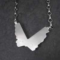 Vintage Southwestern Sterling Turquoise Inlay Feather Necklace