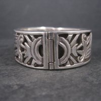 Vintage Mexican Sterling Sun Bangle Bracelet 6.75 Inches