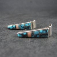 Zuni Turquoise Inlay Earrings Sterling