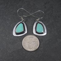 Estate Sterling Black and Turquoise Ceramic Earrings