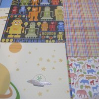 Boys 12x12 Robot Cowboy Scrapbook Paper 12 Pieces Plus Embellishments