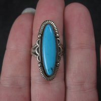 Vintage Turquoise Ring Size 6 Southwestern Sterling Silver