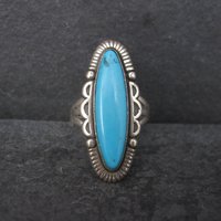 Vintage Turquoise Ring Size 6 Southwestern Sterling Silver