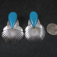 Large Vintage Navajo Turquoise Statement Earrings