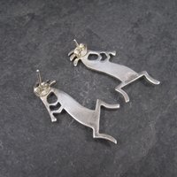 Vintage Southwestern Sterling Kokopelli Inlay Earrings