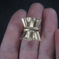 Vintage 18K Vermeil Sterling Textured Bow Ring Charles Garnier Size 8