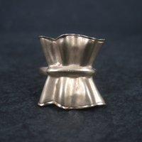 Vintage 18K Vermeil Sterling Textured Bow Ring Charles Garnier Size 8