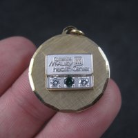 Vintage Catherine McAuley Health Center Diamond Emerald Service Pendant