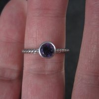 Simple Sterling Amethyst Solitaire Ring Size 9 Clyde Duneier