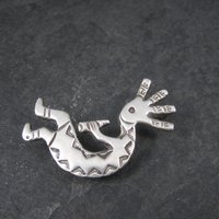 Signed Vintage Southwestern Sterling Kokopelli Brooch Pendant