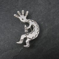 Signed Vintage Southwestern Sterling Kokopelli Brooch Pendant