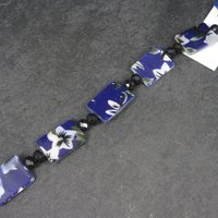 Floral Purple Painted Shell Bead Strand 15x18mm