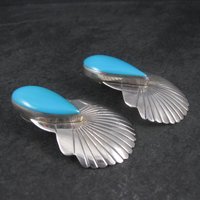 Large Vintage Navajo Turquoise Statement Earrings