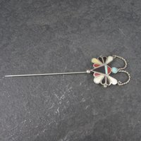 Estate Southwestern Sterling Inlay Butterfly Stick Pin