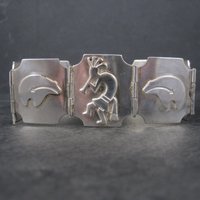 Navajo Sterling Kokopelli Spirit Bear Bracelet 7.5 Inches