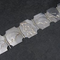 Navajo Sterling Kokopelli Spirit Bear Bracelet 7.5 Inches