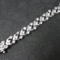 Vintage 90s Sterling Silver Cubic Zirconia Bracelet 7 Inches