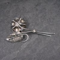 Vintage Sterling Flower Brooch