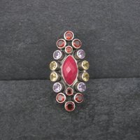 Vintage Sterling Garnet Amethyst Citrine Ruby Ring Size 6 Nicky Butler