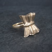 Vintage 18K Vermeil Sterling Textured Bow Ring Charles Garnier Size 8