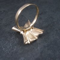 Vintage 18K Vermeil Sterling Textured Bow Ring Charles Garnier Size 8
