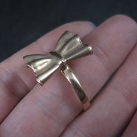 Vintage 18K Vermeil Sterling Textured Bow Ring Charles Garnier Size 8