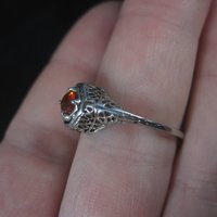 Vintage Art Deco 18K Filigree Fire Opal Ring Size 7
