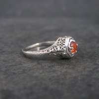 Vintage Art Deco 18K Filigree Fire Opal Ring Size 7