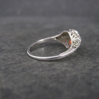 Vintage Art Deco 18K Filigree Fire Opal Ring Size 7