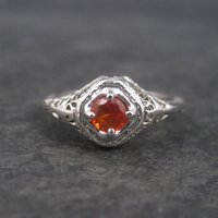 Vintage Art Deco 18K Filigree Fire Opal Ring Size 7