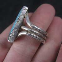 Large Vintage Southwestern Sterling Turquoise Ring Size 11