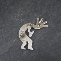 Signed Vintage Southwestern Sterling Kokopelli Brooch Pendant