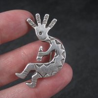 Signed Vintage Southwestern Sterling Kokopelli Brooch Pendant