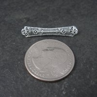 Small Antique 10K White Gold Filigree Bar Pin