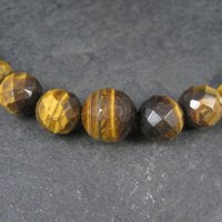 Vintage Faceted Graduated Tiger Eye Bead Necklace 18.5 Inches