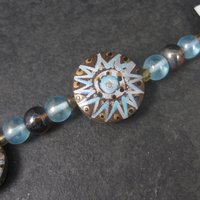 Darice Blue Sun Bead Strand Glass and Painted Wood