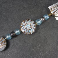 Darice Blue Sun Bead Strand Glass and Painted Wood