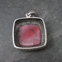 Vintage Sterling Red Resin Pendant