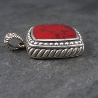 Vintage Sterling Red Resin Pendant